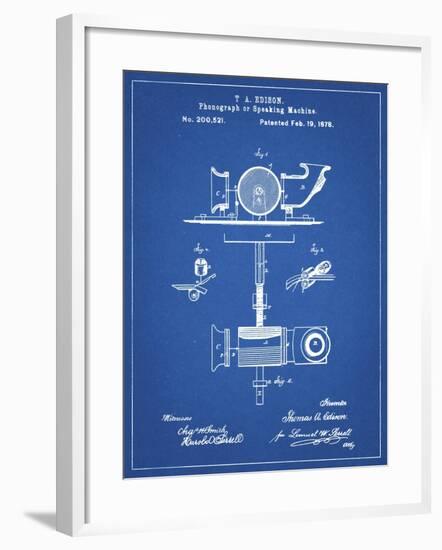 PP622-Blueprint T. A. Edison Phonograph Patent Poster-Cole Borders-Framed Giclee Print