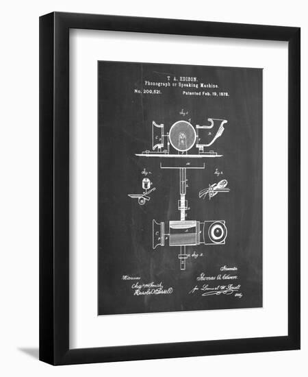 PP622-Chalkboard T. A. Edison Phonograph Patent Poster-Cole Borders-Framed Giclee Print