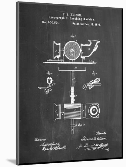 PP622-Chalkboard T. A. Edison Phonograph Patent Poster-Cole Borders-Mounted Giclee Print