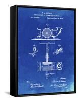 PP622-Faded Blueprint T. A. Edison Phonograph Patent Poster-Cole Borders-Framed Stretched Canvas