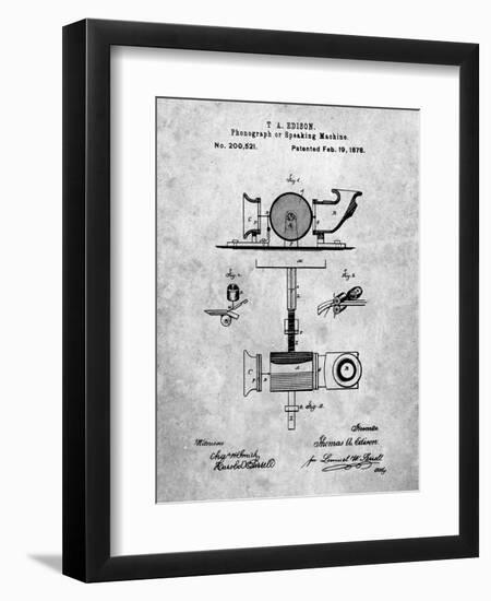 PP622-Slate T. A. Edison Phonograph Patent Poster-Cole Borders-Framed Giclee Print