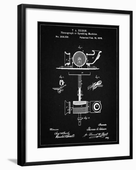 PP622-Vintage Black T. A. Edison Phonograph Patent Poster-Cole Borders-Framed Giclee Print