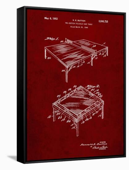 PP629-Burgundy Ping Pong Table Patent Poster-Cole Borders-Framed Stretched Canvas