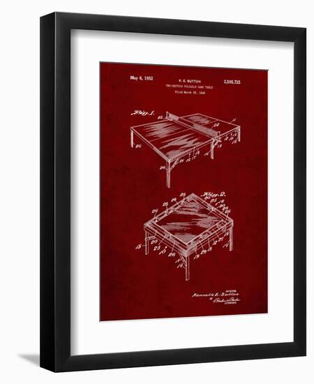 PP629-Burgundy Ping Pong Table Patent Poster-Cole Borders-Framed Giclee Print