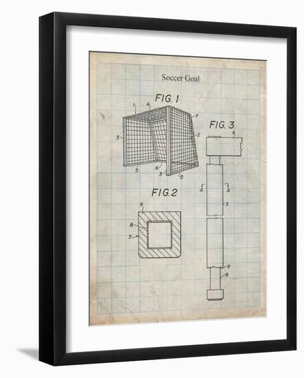 PP63-Antique Grid Parchment Soccer Goal Patent Poster-Cole Borders-Framed Giclee Print