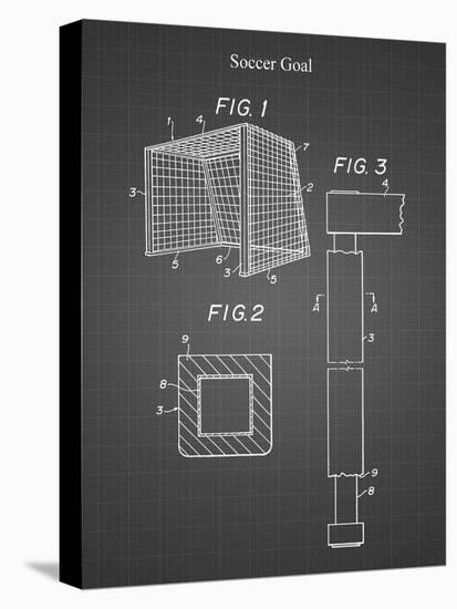 PP63-Black Grid Soccer Goal Patent Poster-Cole Borders-Stretched Canvas