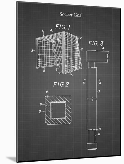 PP63-Black Grid Soccer Goal Patent Poster-Cole Borders-Mounted Giclee Print