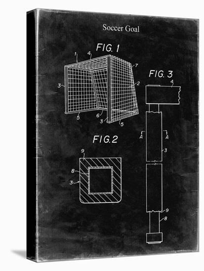 PP63-Black Grunge Soccer Goal Patent Poster-Cole Borders-Stretched Canvas