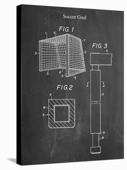 PP63-Chalkboard Soccer Goal Patent Poster-Cole Borders-Stretched Canvas