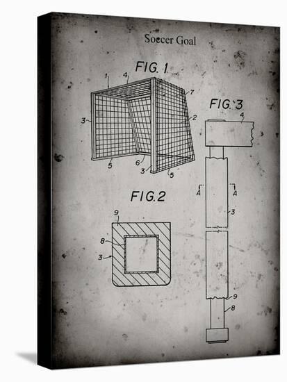 PP63-Faded Grey Soccer Goal Patent Poster-Cole Borders-Stretched Canvas