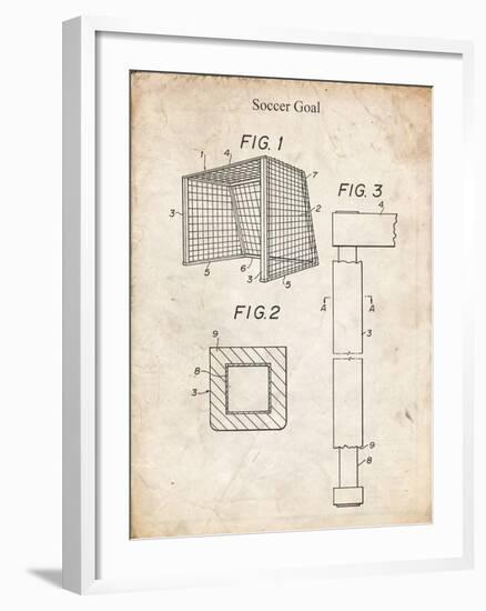 PP63-Vintage Parchment Soccer Goal Patent Poster-Cole Borders-Framed Giclee Print
