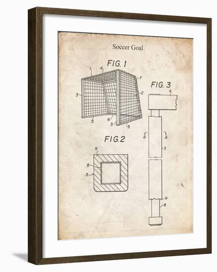 PP63-Vintage Parchment Soccer Goal Patent Poster-Cole Borders-Framed Giclee Print