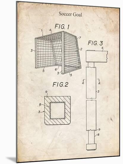 PP63-Vintage Parchment Soccer Goal Patent Poster-Cole Borders-Mounted Giclee Print