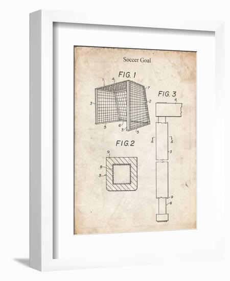 PP63-Vintage Parchment Soccer Goal Patent Poster-Cole Borders-Framed Giclee Print