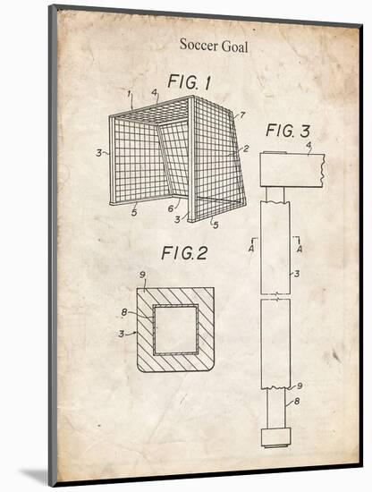 PP63-Vintage Parchment Soccer Goal Patent Poster-Cole Borders-Mounted Giclee Print