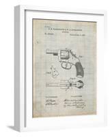 PP633-Antique Grid parchment H & R Revolver Pistol Patent Poster-Cole Borders-Framed Giclee Print