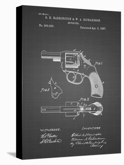 PP633-Black Grid H & R Revolver Pistol Patent Poster-Cole Borders-Stretched Canvas