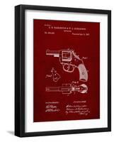 PP633-Burgundy H & R Revolver Pistol Patent Poster-Cole Borders-Framed Giclee Print