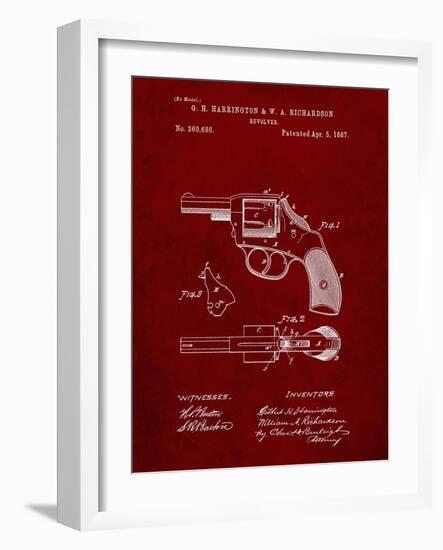 PP633-Burgundy H & R Revolver Pistol Patent Poster-Cole Borders-Framed Giclee Print