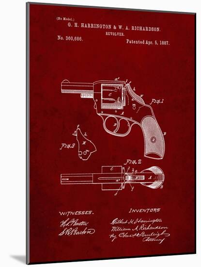 PP633-Burgundy H & R Revolver Pistol Patent Poster-Cole Borders-Mounted Giclee Print