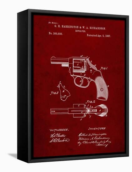 PP633-Burgundy H & R Revolver Pistol Patent Poster-Cole Borders-Framed Stretched Canvas