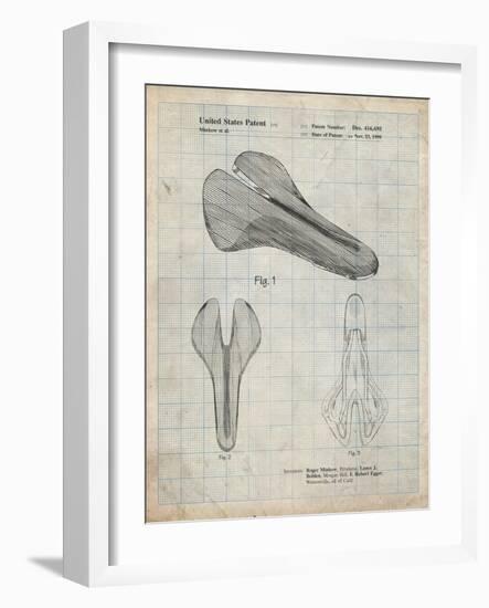 PP637-Antique Grid Parchment Bicycle Seat Patent Poster-Cole Borders-Framed Giclee Print