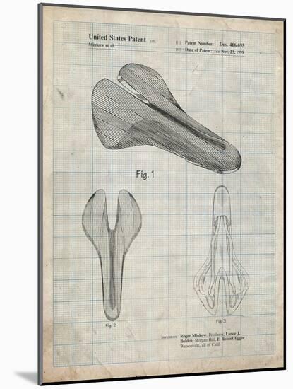 PP637-Antique Grid Parchment Bicycle Seat Patent Poster-Cole Borders-Mounted Giclee Print