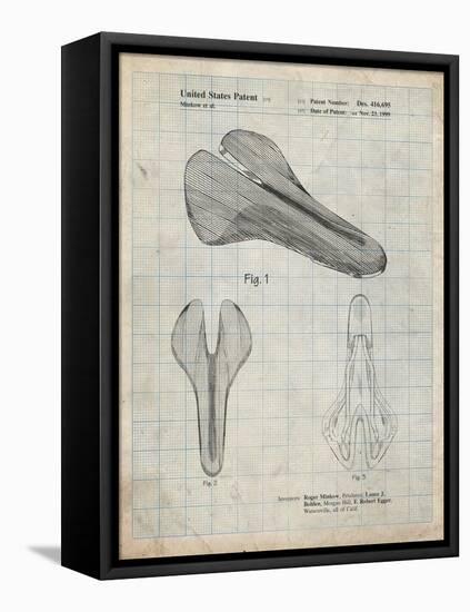 PP637-Antique Grid Parchment Bicycle Seat Patent Poster-Cole Borders-Framed Stretched Canvas
