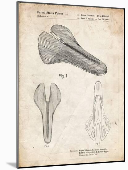 PP637-Vintage Parchment Bicycle Seat Patent Poster-Cole Borders-Mounted Giclee Print