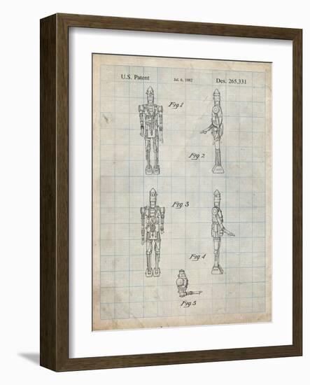 PP646-Antique Grid Parchment Star Wars IG-88 Assassin Droid Patent Wall Art Poster-Cole Borders-Framed Giclee Print