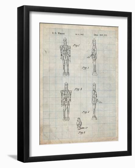 PP646-Antique Grid Parchment Star Wars IG-88 Assassin Droid Patent Wall Art Poster-Cole Borders-Framed Giclee Print