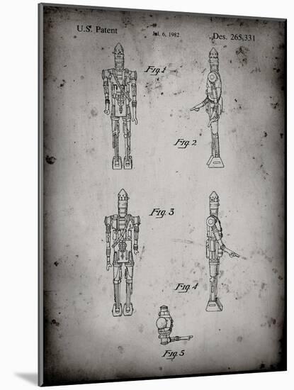 PP646-Faded Grey Star Wars IG-88 Assassin Droid Patent Wall Art Poster-Cole Borders-Mounted Giclee Print