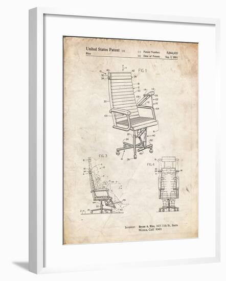 PP648-Vintage Parchment Exercising Office Chair Patent Poster-Cole Borders-Framed Giclee Print