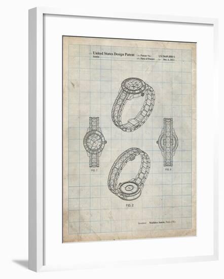 PP651-Antique Grid Parchment Luxury Watch Patent Poster-Cole Borders-Framed Giclee Print