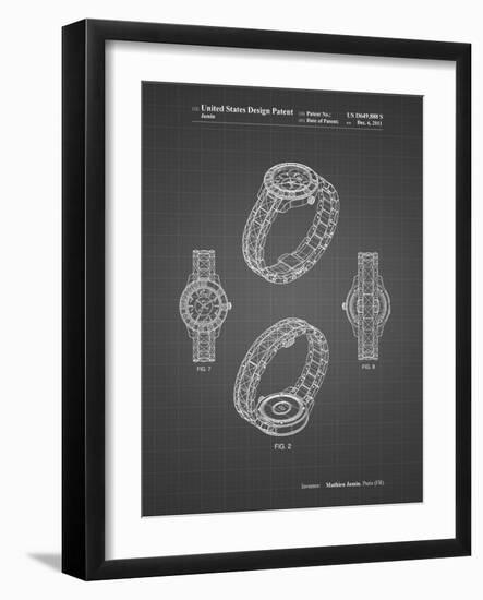 PP651-Black Grid Luxury Watch Patent Poster-Cole Borders-Framed Giclee Print