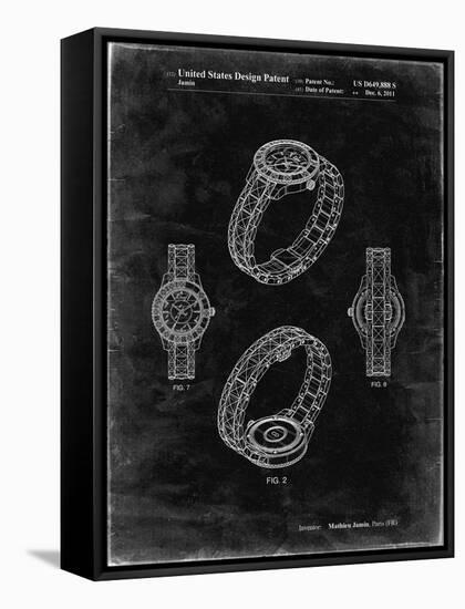 PP651-Black Grunge Luxury Watch Patent Poster-Cole Borders-Framed Stretched Canvas