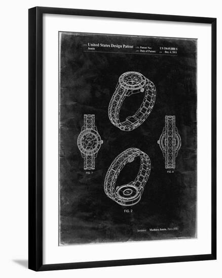 PP651-Black Grunge Luxury Watch Patent Poster-Cole Borders-Framed Giclee Print