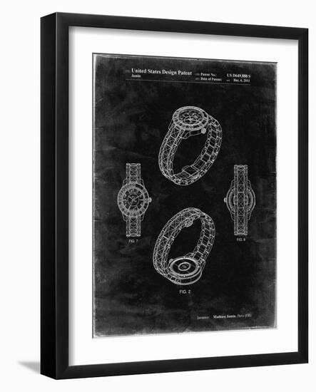 PP651-Black Grunge Luxury Watch Patent Poster-Cole Borders-Framed Giclee Print