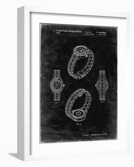 PP651-Black Grunge Luxury Watch Patent Poster-Cole Borders-Framed Giclee Print