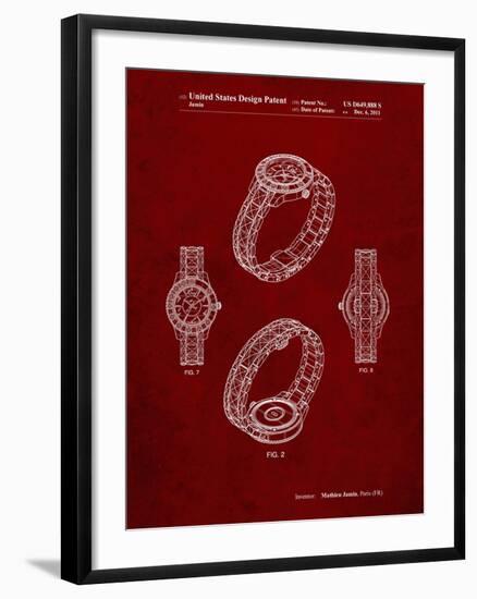 PP651-Burgundy Luxury Watch Patent Poster-Cole Borders-Framed Giclee Print