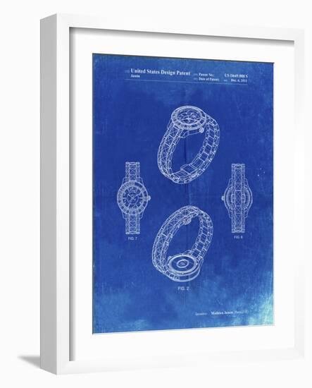 PP651-Faded Blueprint Luxury Watch Patent Poster-Cole Borders-Framed Giclee Print