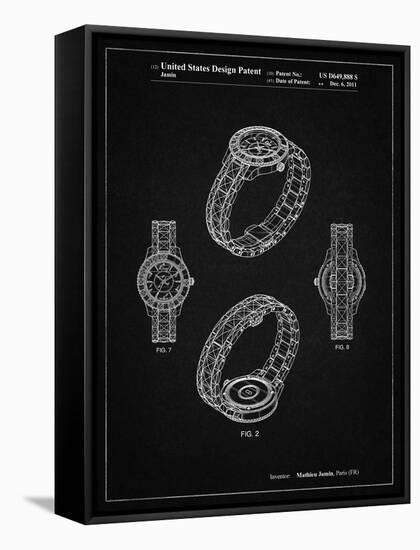 PP651-Vintage Black Luxury Watch Patent Poster-Cole Borders-Framed Stretched Canvas