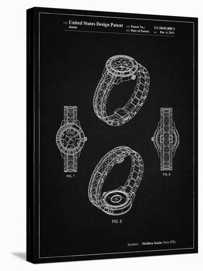 PP651-Vintage Black Luxury Watch Patent Poster-Cole Borders-Stretched Canvas