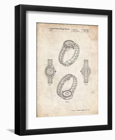PP651-Vintage Parchment Luxury Watch Patent Poster-Cole Borders-Framed Premium Giclee Print