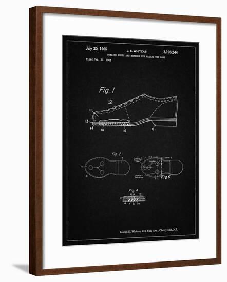 PP655-Vintage Black Vintage Bowling Shoes Patent Poster-Cole Borders-Framed Giclee Print