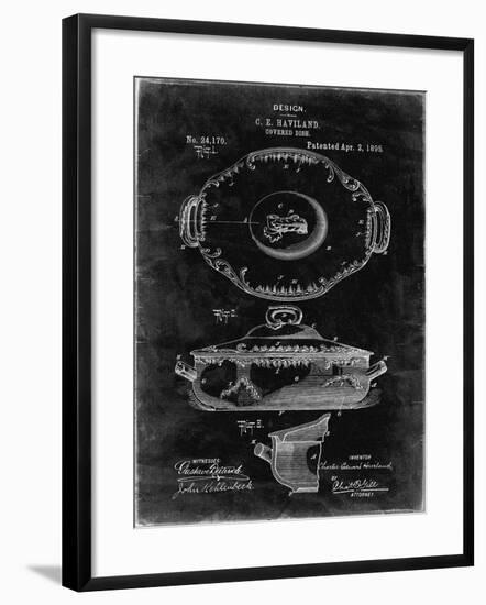PP657-Black Grunge Haviland Covered Serving Dish Canvas Art-Cole Borders-Framed Giclee Print
