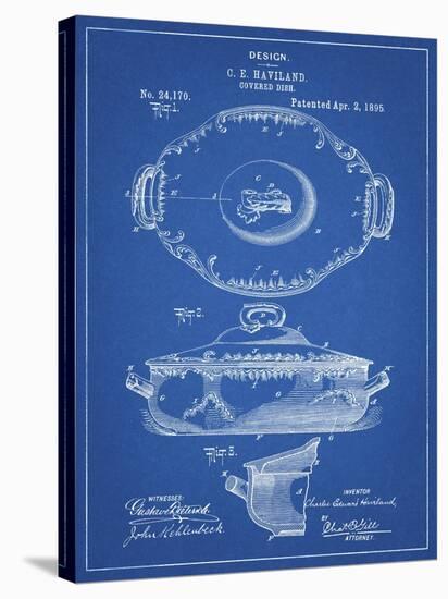 PP657-Blueprint Haviland Covered Serving Dish Canvas Art-Cole Borders-Stretched Canvas