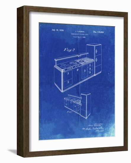 PP659-Faded Blueprint Kitchen Cabinets Poster-Cole Borders-Framed Giclee Print