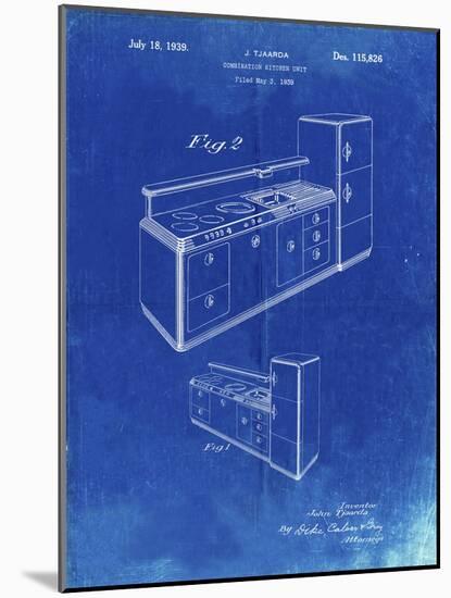 PP659-Faded Blueprint Kitchen Cabinets Poster-Cole Borders-Mounted Giclee Print