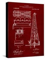PP66-Burgundy Howard Hughes Oil Drilling Rig Patent Poster-Cole Borders-Stretched Canvas
